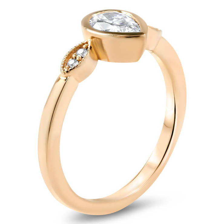 Pear Moissanite Engagement Ring Diamond Setting Moissanite Ring - Avery - Moissanite Rings