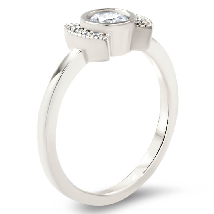 Moissanite Diamond Setting Bezel Set Engagement Ring - Cora - Moissanite Rings