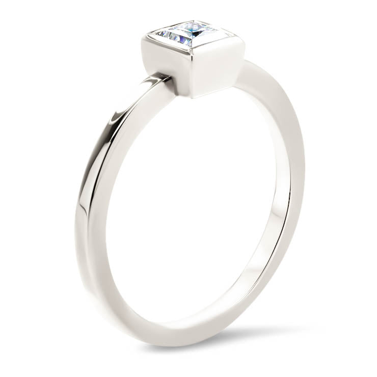 Princess Cut Moissanite Engagement Ring Thin Band Bezel Set Ring - Meghan - Moissanite Rings