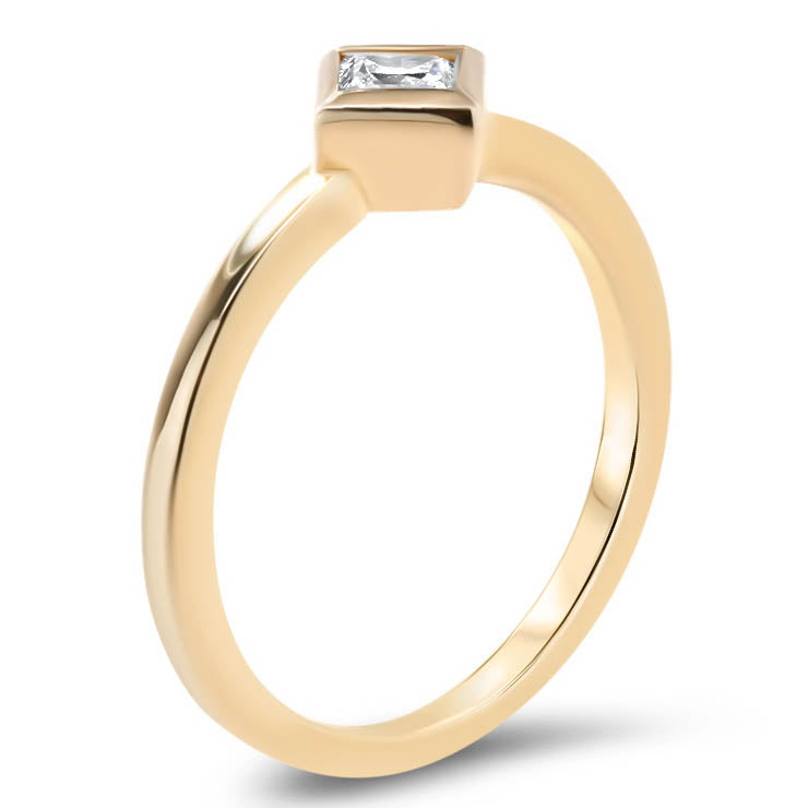 Kite Set Square Moissanite Engagement Ring Bezel Set Ring - Kate - Moissanite Rings