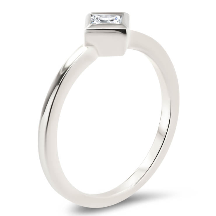 Kite Set Square Moissanite Engagement Ring Bezel Set Ring - Kate - Moissanite Rings