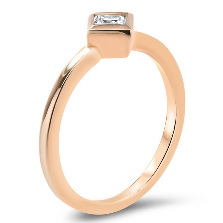 Kite Set Square Moissanite Engagement Ring Bezel Set Ring - Kate - Moissanite Rings