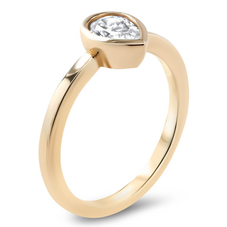 Pear Shape Forever One Moissanite Engagement Ring Bezel Set Ring - Drop - Moissanite Rings