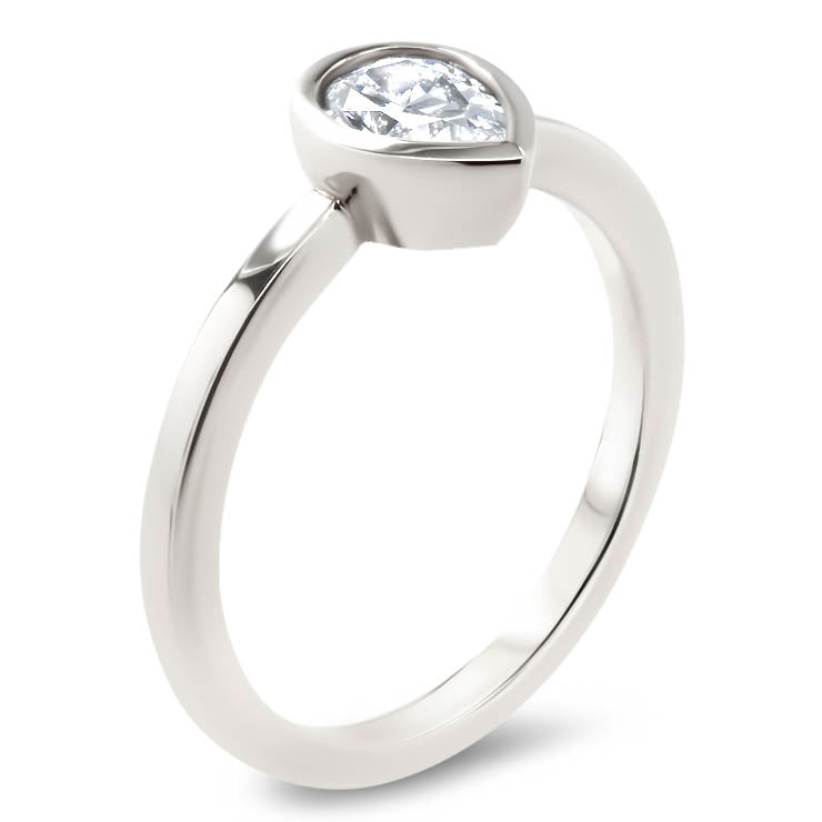 Pear Shape Forever One Moissanite Engagement Ring Bezel Set Ring - Drop - Moissanite Rings