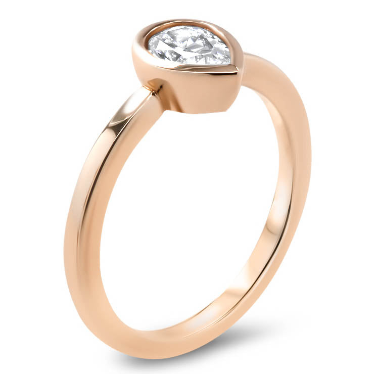 Pear Shape Forever One Moissanite Engagement Ring Bezel Set Ring - Drop - Moissanite Rings