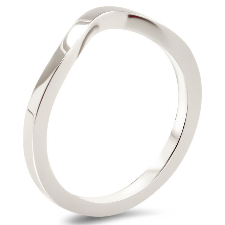 Plain Band Curved Wedding Band Shaped Band - Fourteen - Moissanite Rings