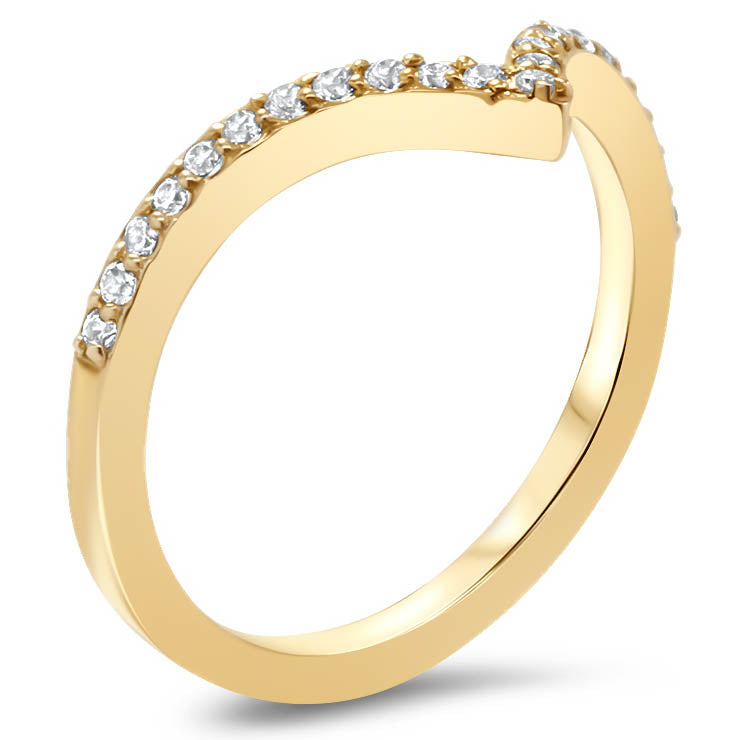 Chevron Diamond Wedding Band Thin Diamond Band Stacking Ring Matching Band - Ava Band - Moissanite Rings