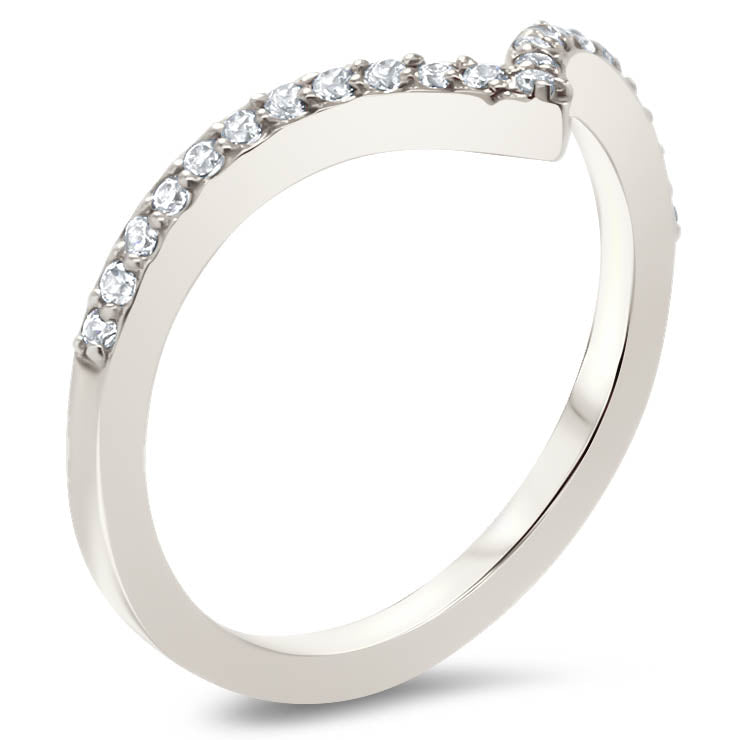 Chevron Diamond Wedding Band Thin Diamond Band Stacking Ring Matching Band - Ava Band - Moissanite Rings
