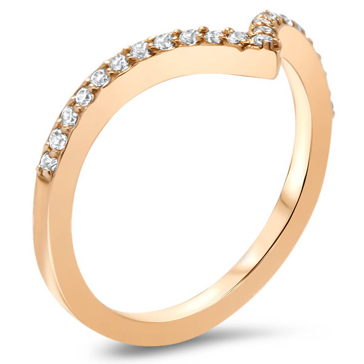 Chevron Diamond Wedding Band Thin Diamond Band Stacking Ring Matching Band - Ava Band - Moissanite Rings