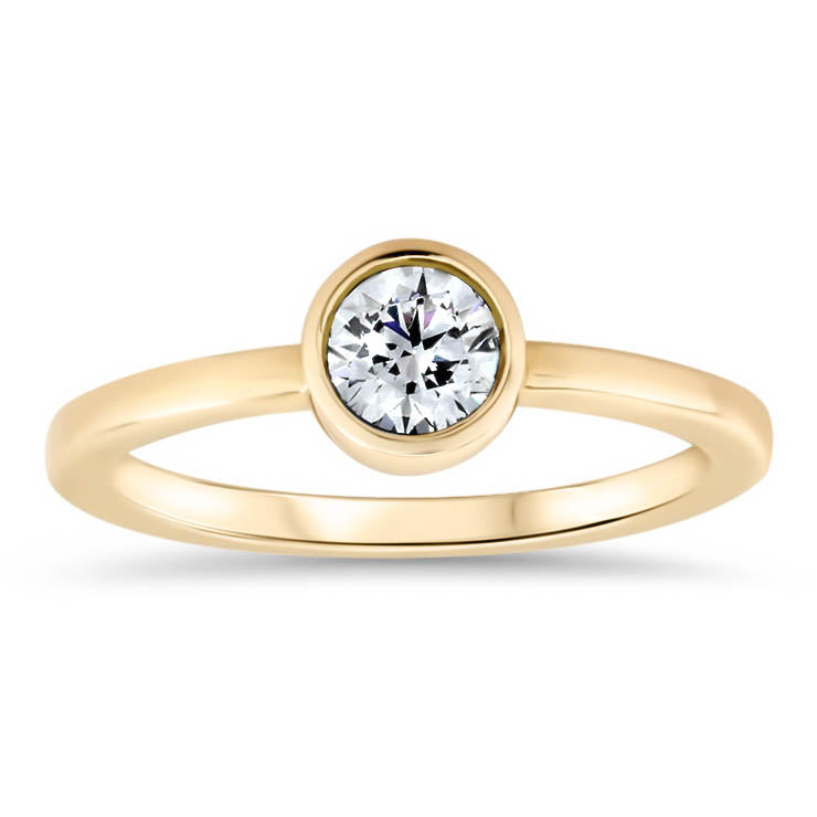 Round Forever One Moissanite Engagement Ring Bezel Set Ring - Ronda - Moissanite Rings