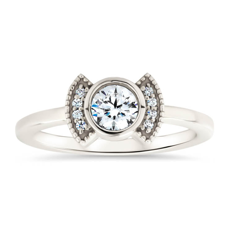 Moissanite Diamond Setting Bezel Set Engagement Ring - Cora - Moissanite Rings