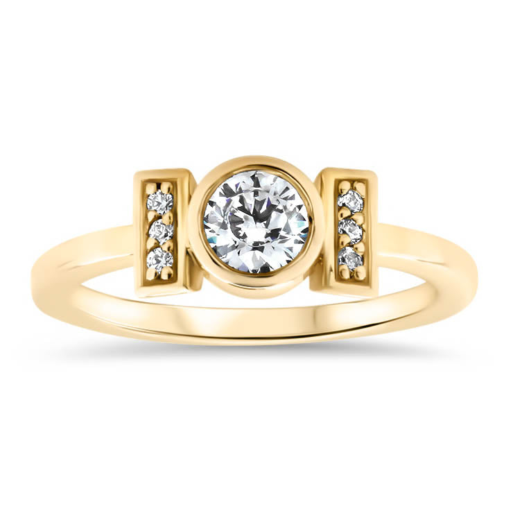 Round Moissanite Engagement Ring Unique Setting Diamond Moissanite Ring - Nora - Moissanite Rings