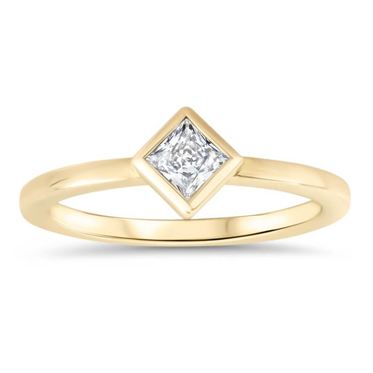 Kite Set Square Moissanite Engagement Ring Bezel Set Ring - Kate - Moissanite Rings