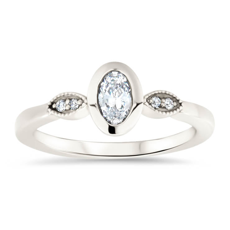 Oval Moissanite Engagement Ring Moissanite Diamond Setting Thin Band Ring - Madison - Moissanite Rings