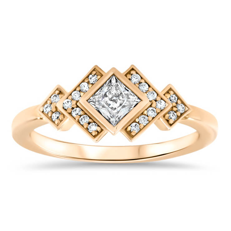 Princess Cut Bezel Set Moissanite Engagement Ring Diamond Setting Kite Set Stone - Empire - Moissanite Rings