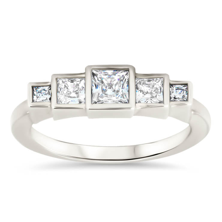 Princess Cut Diamond Engagement Ring Setting Moissanite Center Stone Unique Ring - Brooklyn - Moissanite Rings