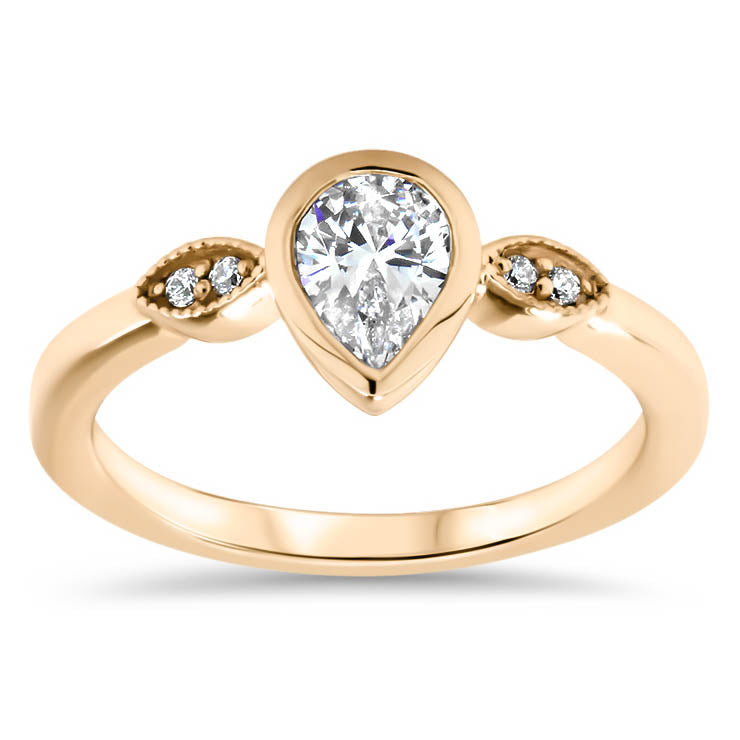 Pear Moissanite Engagement Ring Diamond Setting Moissanite Ring - Avery - Moissanite Rings