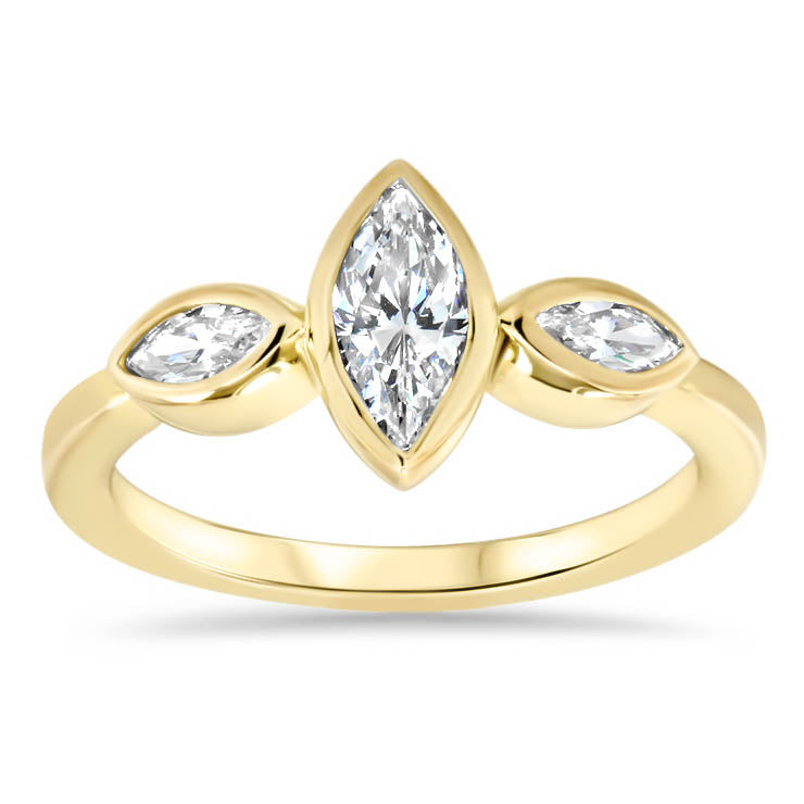 Dainty Marquise Bezel Set Diamond Moissanite Engagement Ring - Zelda - Moissanite Rings