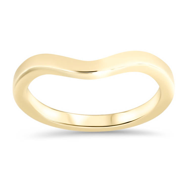 Plain Band Curved Wedding Band Shaped Band - Fourteen - Moissanite Rings