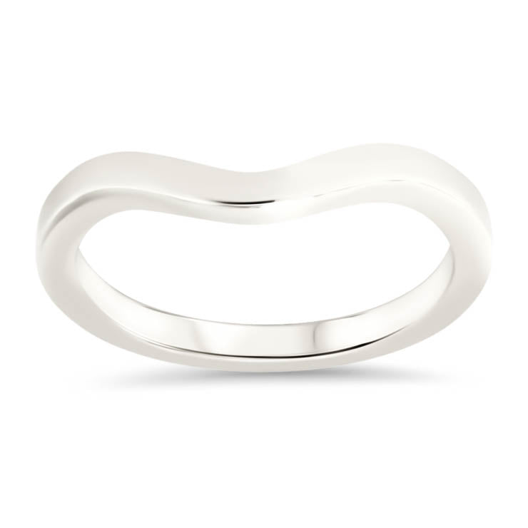 Plain Band Curved Wedding Band Shaped Band - Fourteen - Moissanite Rings
