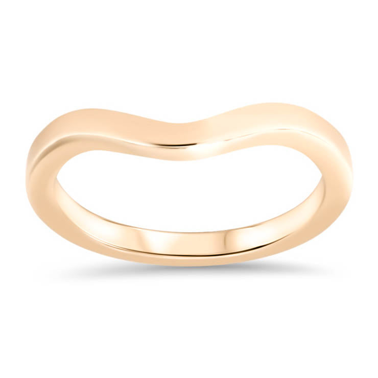 Plain Band Curved Wedding Band Shaped Band - Fourteen - Moissanite Rings