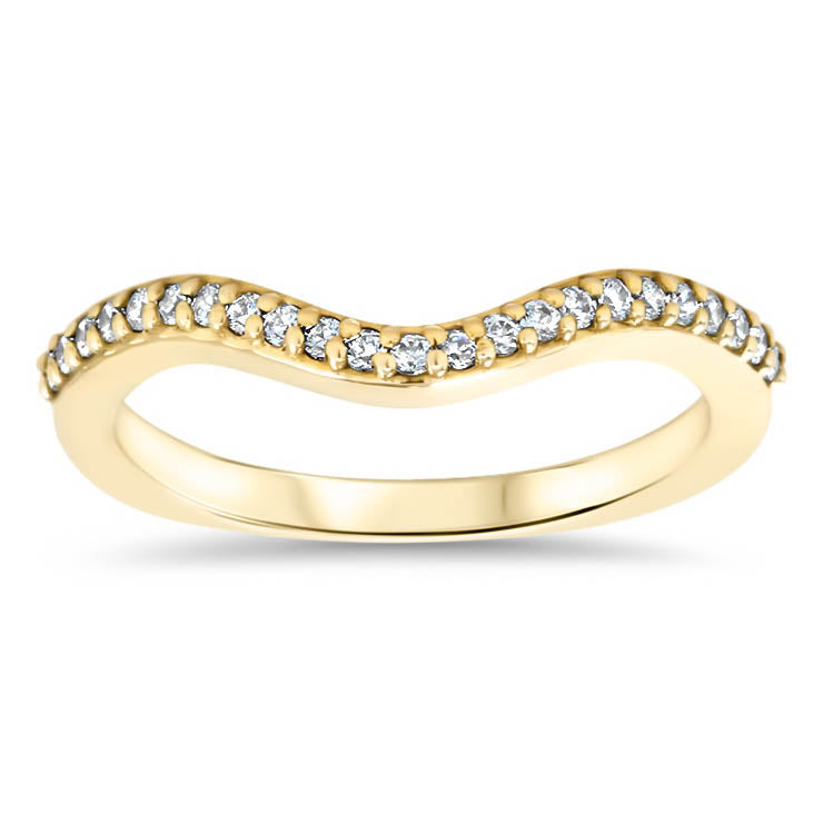 Curved Diamond Wedding Band Sacking Band Diamond Band - Gia - Moissanite Rings