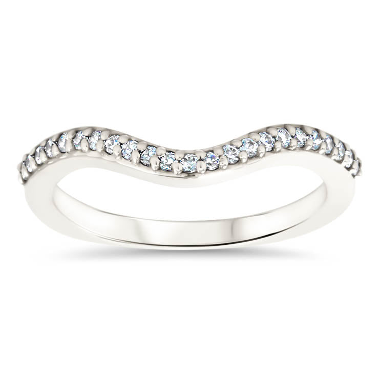 Curved Diamond Wedding Band Sacking Band Diamond Band - Gia - Moissanite Rings