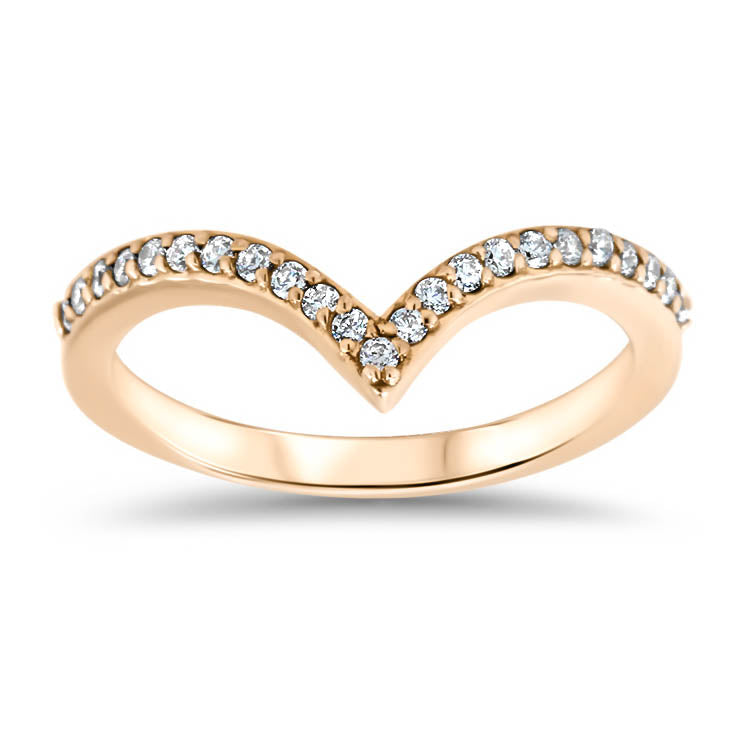 Chevron Diamond Wedding Band Thin Diamond Band Stacking Ring Matching Band - Ava Band - Moissanite Rings