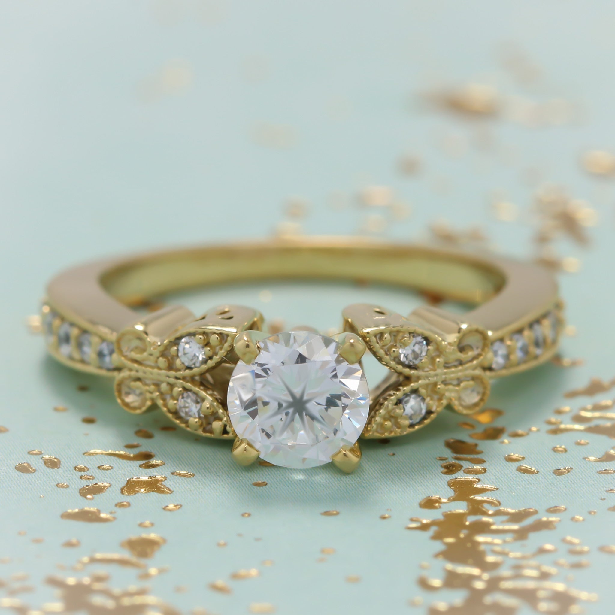 Forever One Butterfly Moissanite Engagement Ring - Butterfly Kisses - Moissanite Rings