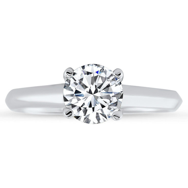 Classic Cathedral Solitaire Engagement Ring with Round Center, Bypass