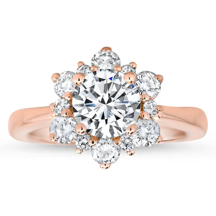 Snowflake Style Engagement Ring Plain Band Moissanite Center and Halo- Snowflake II Moissanite - Moissanite Rings