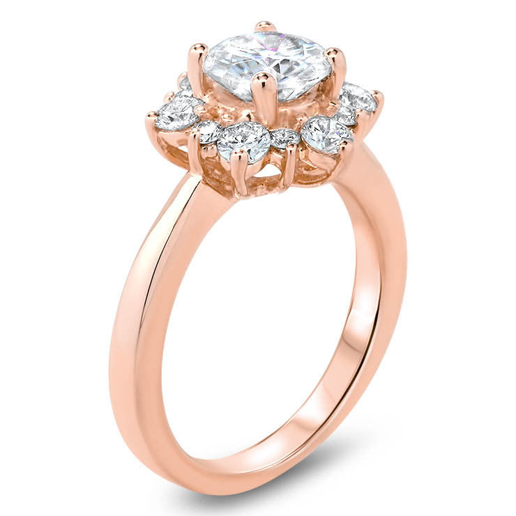 Snowflake Style Engagement Ring Plain Band Moissanite Center and Halo- Snowflake II Moissanite - Moissanite Rings