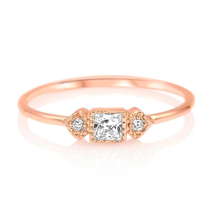 Bezel Set Princess Cut Vintage Band