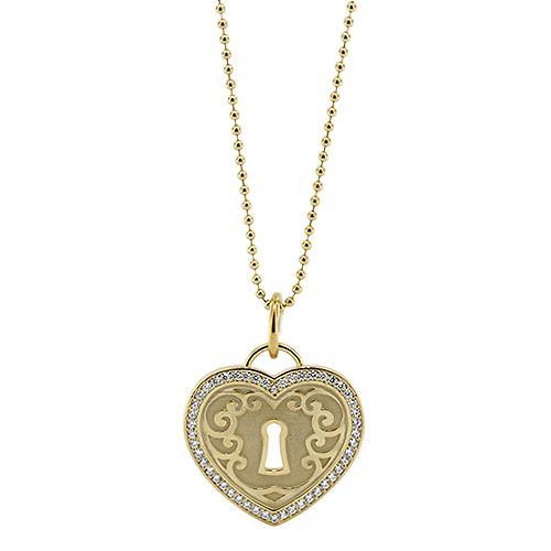 Diamond Padlock Heart Necklace - Moissanite Rings
