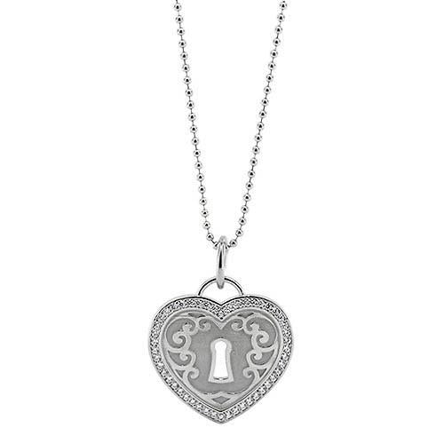 Diamond Padlock Heart Necklace - Moissanite Rings