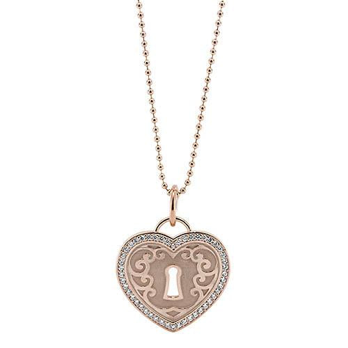 Diamond Padlock Heart Necklace - Moissanite Rings