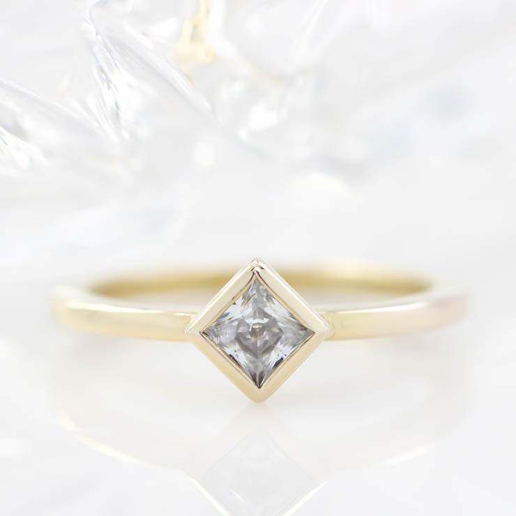 Kite Set Square Moissanite Engagement Ring Bezel Set Ring - Kate - Moissanite Rings