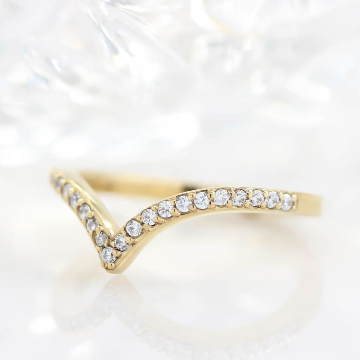 Chevron Diamond Wedding Band Thin Diamond Band Stacking Ring Matching Band - Ava Band - Moissanite Rings