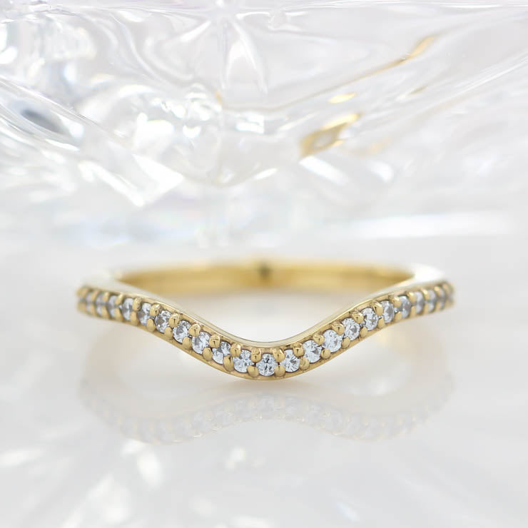 Curved Diamond Wedding Band Sacking Band Diamond Band - Gia - Moissanite Rings