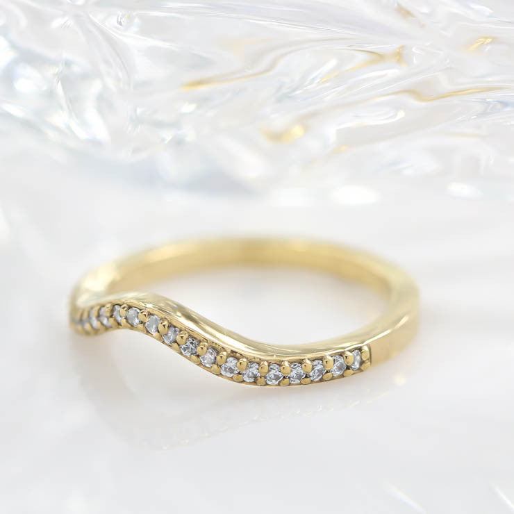 Curved Diamond Wedding Band Sacking Band Diamond Band - Gia - Moissanite Rings