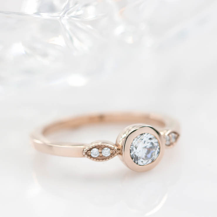 Bezel Set Moissanite Engagement Ring Diamond Setting - Emily - Moissanite Rings