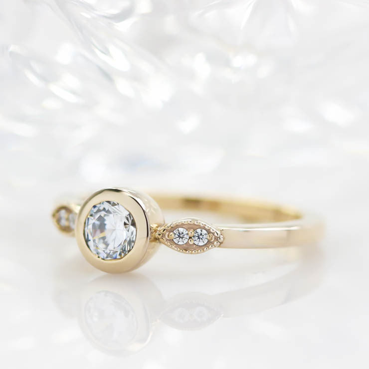Bezel Set Moissanite Engagement Ring Diamond Setting - Emily - Moissanite Rings