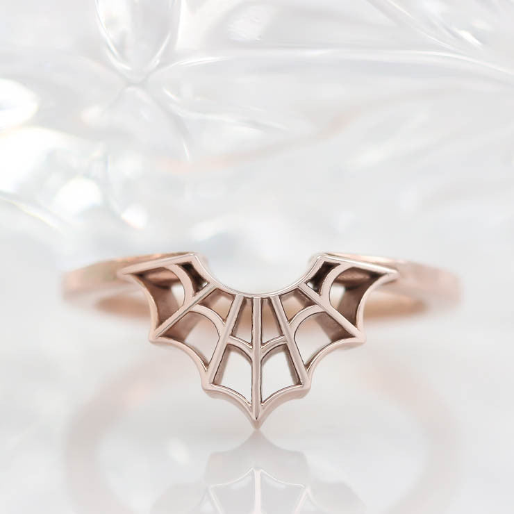 Spider Web Wedding Band Web Ring Curved Band - Web - Moissanite Rings