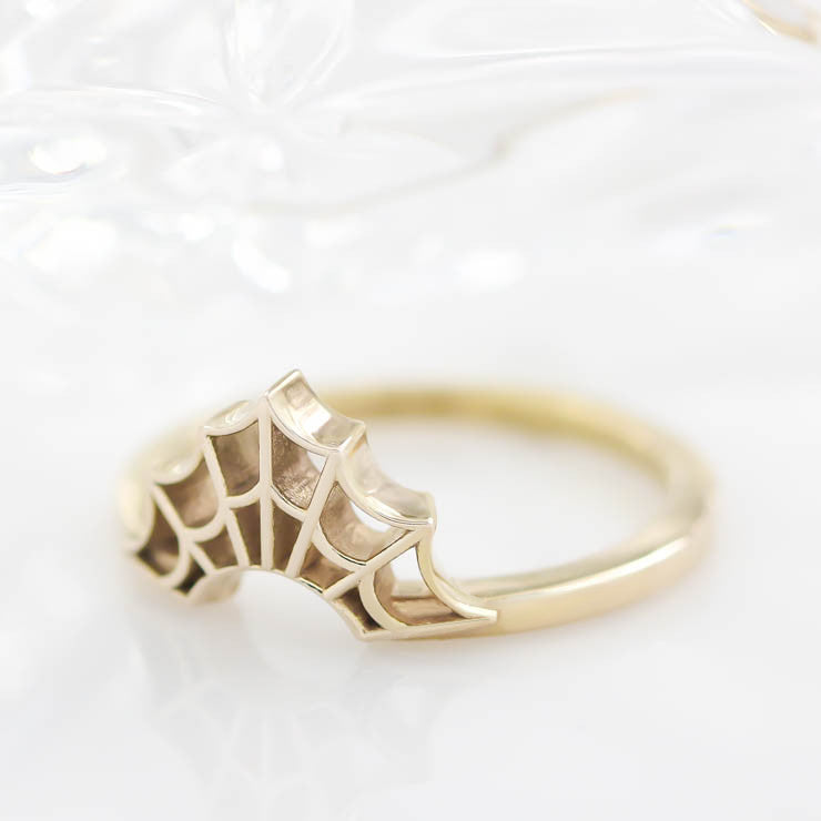 Spider Web Wedding Band Web Ring Curved Band - Web - Moissanite Rings