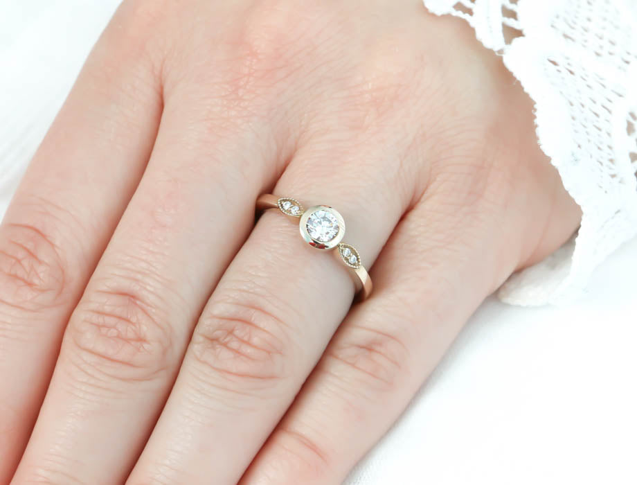 Bezel Set Moissanite Engagement Ring Diamond Setting - Emily - Moissanite Rings