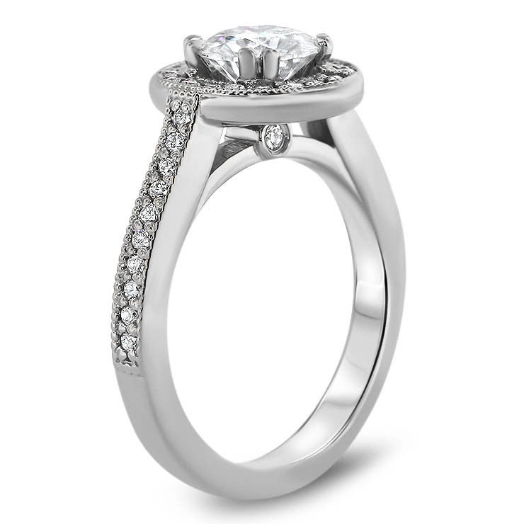 Diamond Halo Engagement Ring Setting Forever One Moissanite Engagement Ring - Clementine - Moissanite Rings