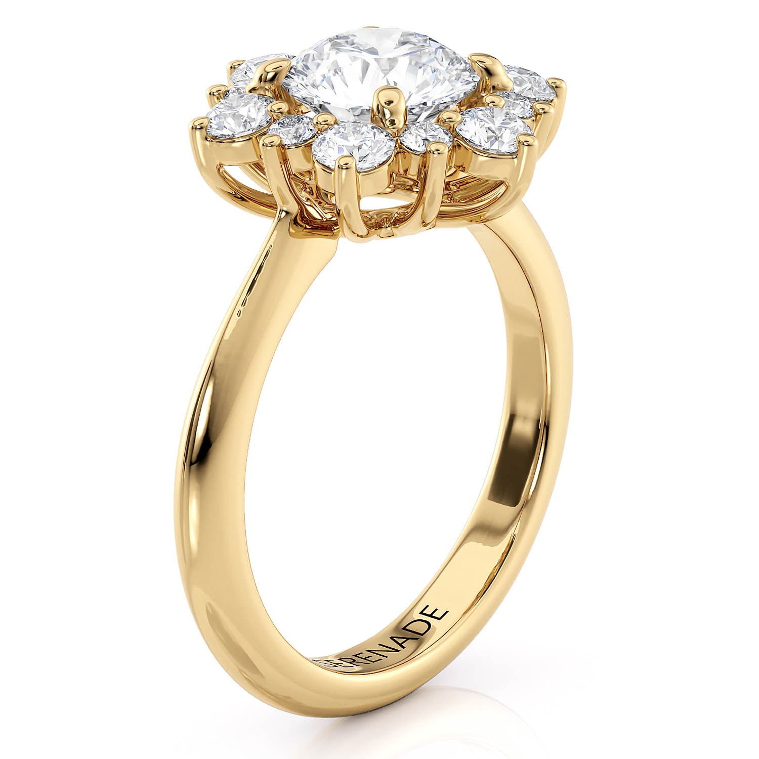 All Moissanite Snowflake Style Engagement Ring Plain Band Moissanite Center and Halo- Snowflake II Moissanite