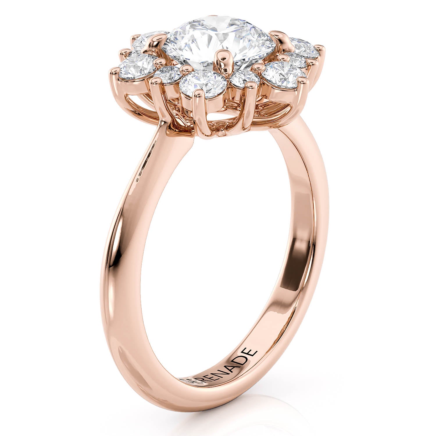 All Moissanite Snowflake Style Engagement Ring Plain Band Moissanite Center and Halo- Snowflake II Moissanite