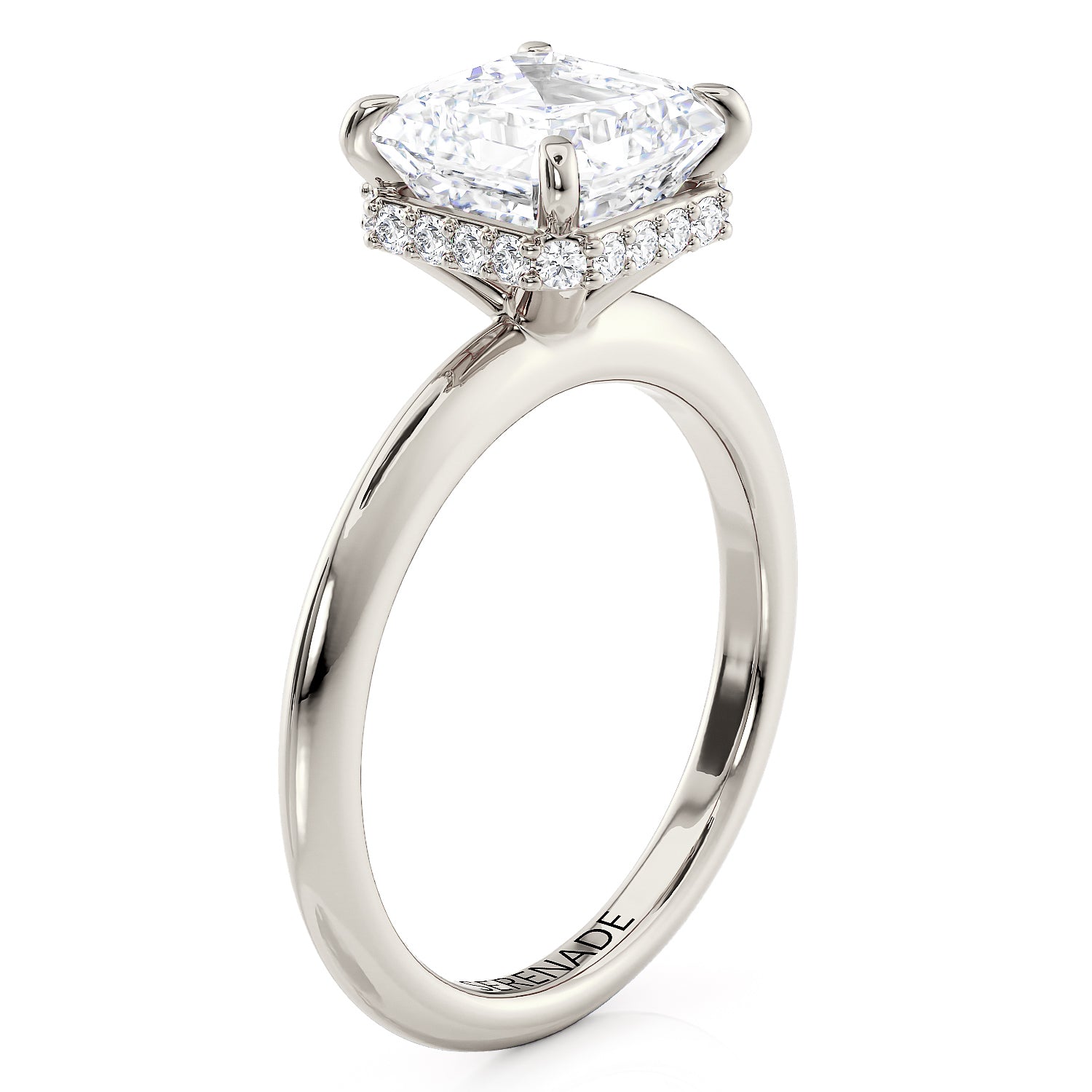 Asscher Cut Hidden Halo Solitaire - Becky