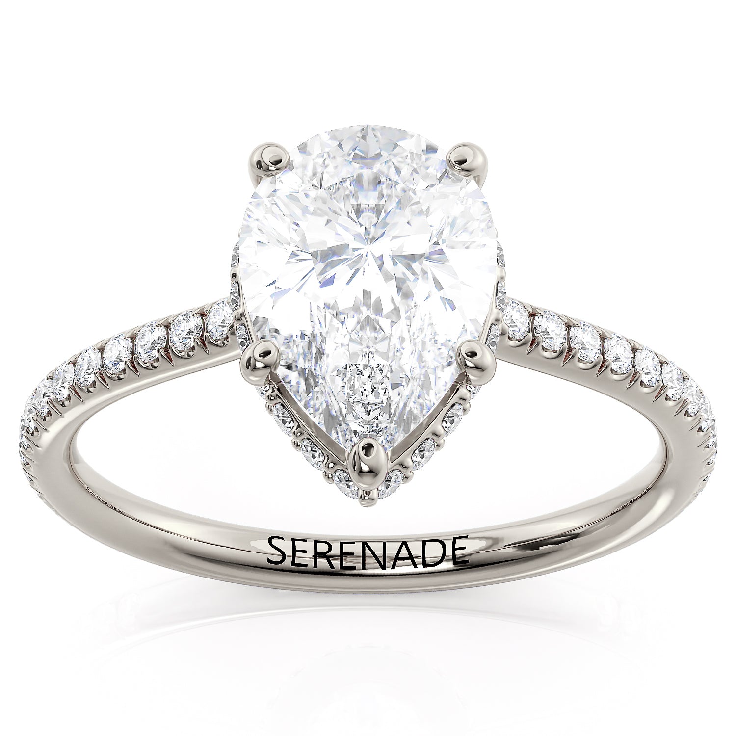 Pear Cut Engagement Ring Hidden Halo Setting - Jude